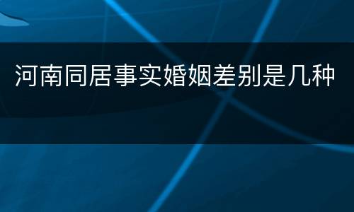 河南同居事实婚姻差别是几种