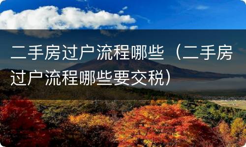 二手房过户流程哪些（二手房过户流程哪些要交税）