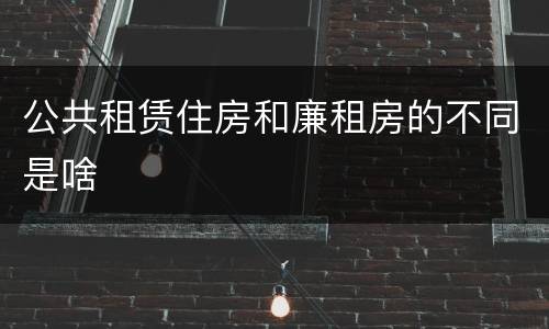 公共租赁住房和廉租房的不同是啥
