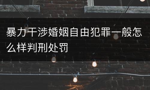 暴力干涉婚姻自由犯罪一般怎么样判刑处罚