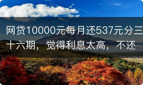 网贷10000元每月还537元分三十六期，觉得利息太高，不还钱，请问我违法吗