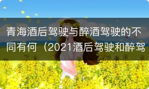 青海酒后驾驶与醉酒驾驶的不同有何（2021酒后驾驶和醉驾的区别）