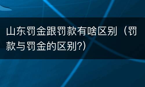 山东罚金跟罚款有啥区别（罚款与罚金的区别?）
