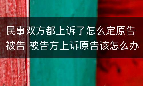 民事双方都上诉了怎么定原告被告 被告方上诉原告该怎么办