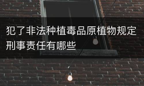 犯了非法种植毒品原植物规定刑事责任有哪些