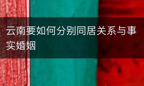 云南要如何分别同居关系与事实婚姻