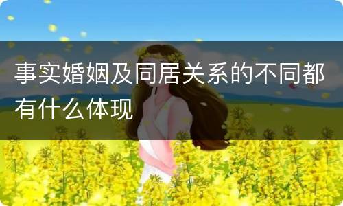 事实婚姻及同居关系的不同都有什么体现