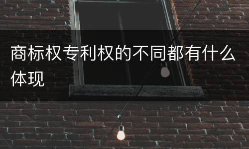 商标权专利权的不同都有什么体现