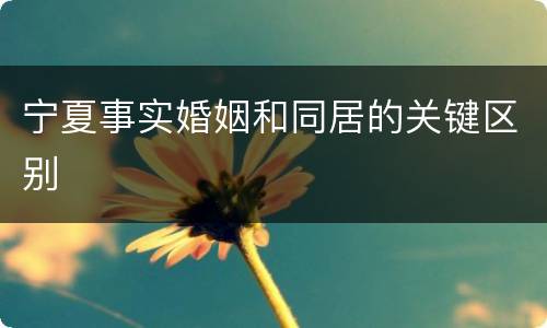 宁夏事实婚姻和同居的关键区别