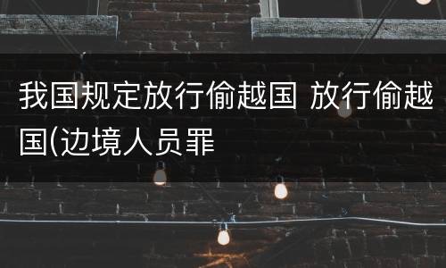 我国规定放行偷越国 放行偷越国(边境人员罪