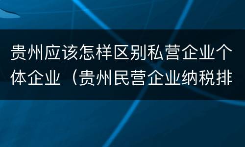 贵州应该怎样区别私营企业个体企业（贵州民营企业纳税排名）