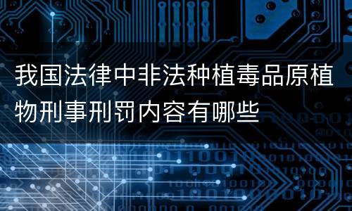 我国法律中非法种植毒品原植物刑事刑罚内容有哪些