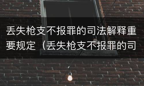丢失枪支不报罪的司法解释重要规定（丢失枪支不报罪的司法解释重要规定是什么）