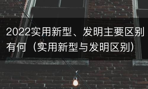 2022实用新型、发明主要区别有何（实用新型与发明区别）