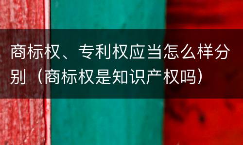 商标权、专利权应当怎么样分别（商标权是知识产权吗）