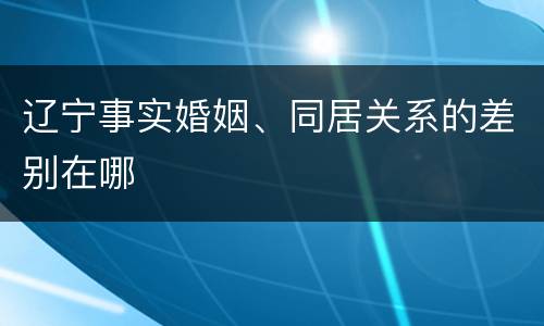 辽宁事实婚姻、同居关系的差别在哪