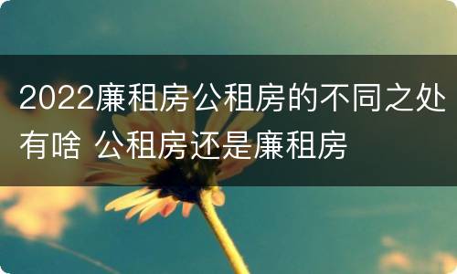 2022廉租房公租房的不同之处有啥 公租房还是廉租房