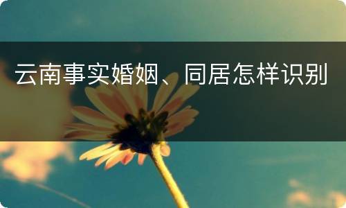 云南事实婚姻、同居怎样识别
