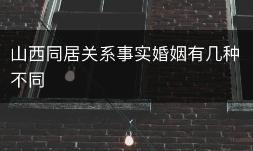 山西同居关系事实婚姻有几种不同