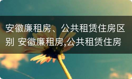 安徽廉租房、公共租赁住房区别 安徽廉租房,公共租赁住房区别大吗