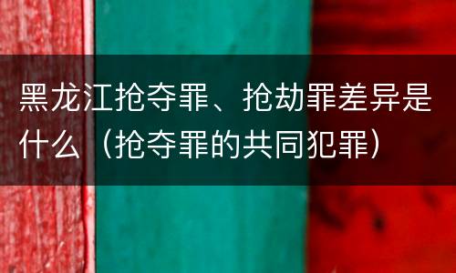 黑龙江抢夺罪、抢劫罪差异是什么（抢夺罪的共同犯罪）