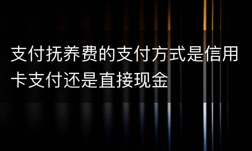 支付抚养费的支付方式是信用卡支付还是直接现金