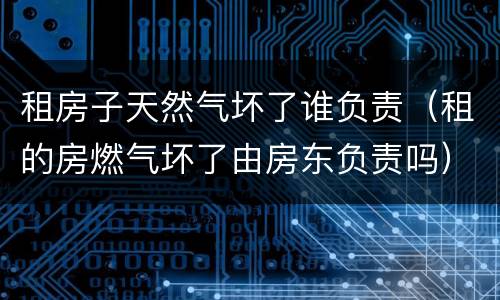 租房子天然气坏了谁负责（租的房燃气坏了由房东负责吗）