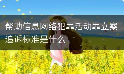 帮助信息网络犯罪活动罪立案追诉标准是什么