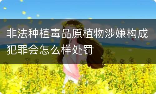非法种植毒品原植物涉嫌构成犯罪会怎么样处罚
