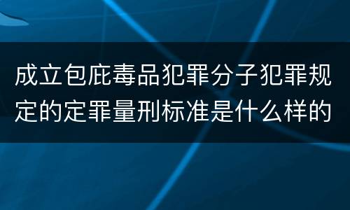 成立包庇毒品犯罪分子犯罪规定的定罪量刑标准是什么样的