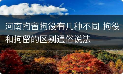 河南拘留拘役有几种不同 拘役和拘留的区别通俗说法