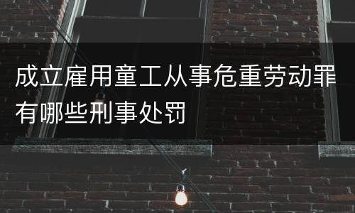 成立雇用童工从事危重劳动罪有哪些刑事处罚