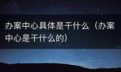 办案中心具体是干什么（办案中心是干什么的）