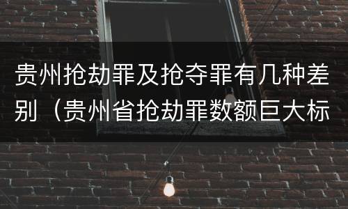 贵州抢劫罪及抢夺罪有几种差别（贵州省抢劫罪数额巨大标准）