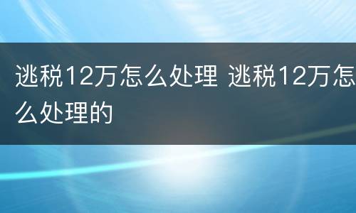 逃税12万怎么处理 逃税12万怎么处理的