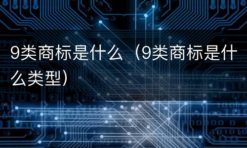 9类商标是什么（9类商标是什么类型）