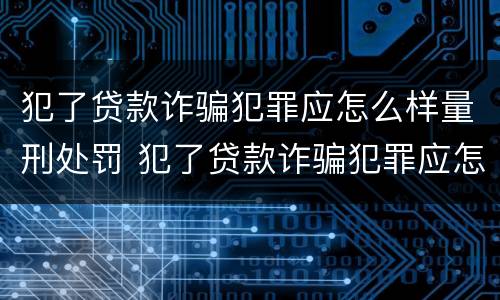 犯了贷款诈骗犯罪应怎么样量刑处罚 犯了贷款诈骗犯罪应怎么样量刑处罚
