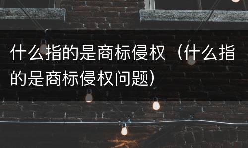 什么指的是商标侵权（什么指的是商标侵权问题）