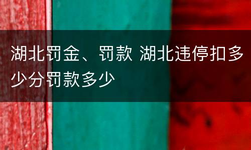 湖北罚金、罚款 湖北违停扣多少分罚款多少