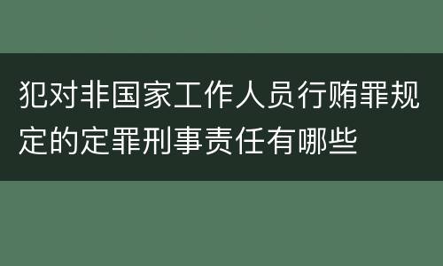 犯对非国家工作人员行贿罪规定的定罪刑事责任有哪些