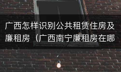 广西怎样识别公共租赁住房及廉租房（广西南宁廉租房在哪个区域）