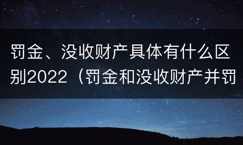 罚金、没收财产具体有什么区别2022（罚金和没收财产并罚的执行顺序）