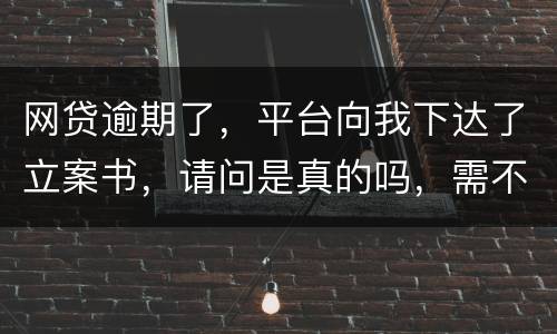 网贷逾期了,平台向我下达了立案书,请问是真的吗,需不需要还款
