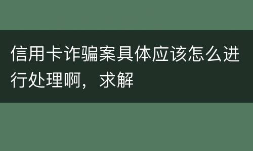 信用卡诈骗案具体应该怎么进行处理啊，求解