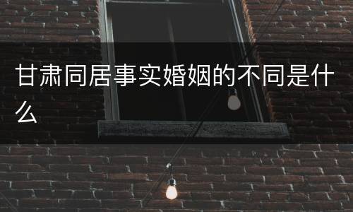 甘肃同居事实婚姻的不同是什么