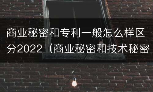 商业秘密和专利一般怎么样区分2022（商业秘密和技术秘密的区别）
