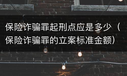 保险诈骗罪起刑点应是多少（保险诈骗罪的立案标准金额）