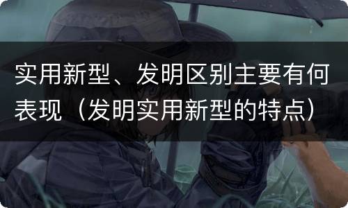 实用新型、发明区别主要有何表现（发明实用新型的特点）