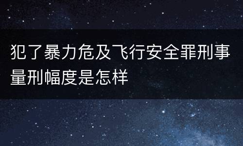 犯了暴力危及飞行安全罪刑事量刑幅度是怎样