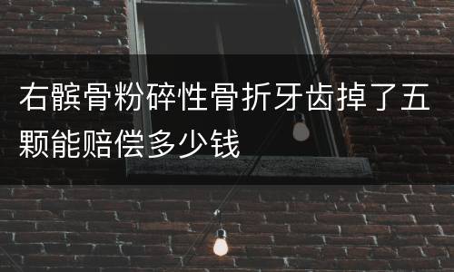 右髌骨粉碎性骨折牙齿掉了五颗能赔偿多少钱